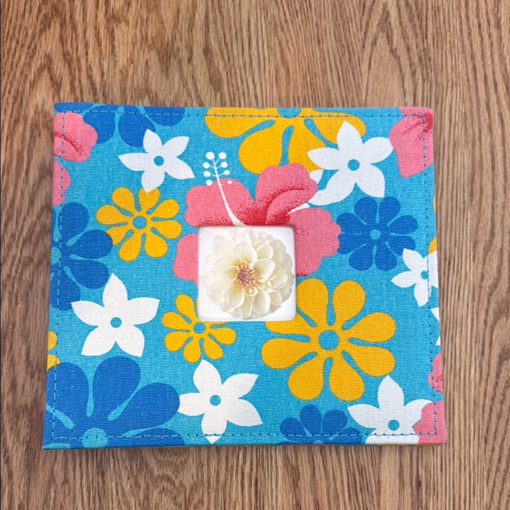 Hallmark Blue Floral Fabric Photo Frame with Yellow, White, Pink Accents